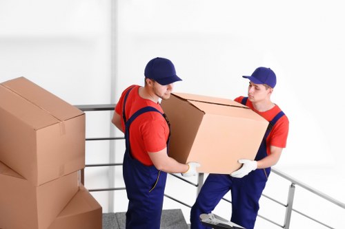 A professional removals team organising an office relocation in Downe